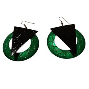 Y2K Green and Black Abstract Retro Earrings  see measurements